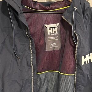 Helly Hansen Men's Black and Burgundy Raincoat